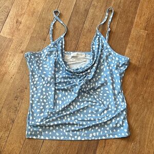 Urban Outfitters Blue and White Cowl Neck Camisole - M